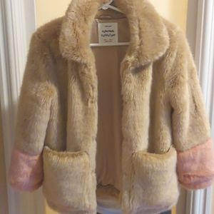 Zara Girls Gaux fur coat   sz 10